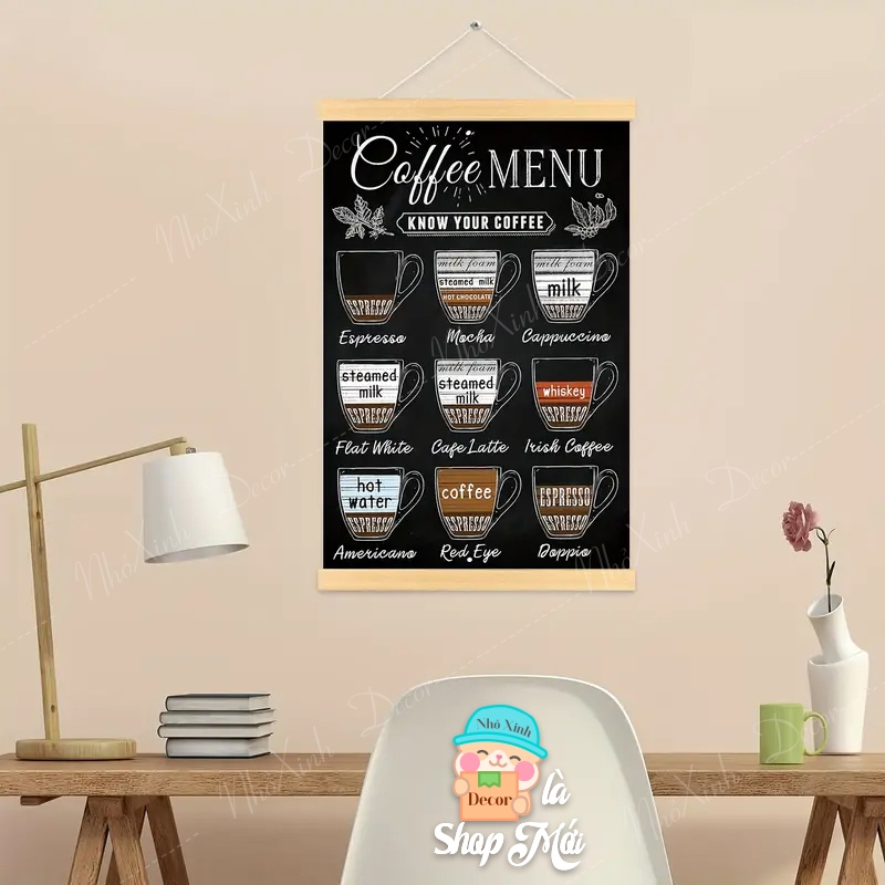 Bảng đen viết bút dạ quang treo tường decor, bảng đen treo tường menu nhà hàng, cafe