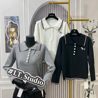 Áo len thom dài tay cổ bẻ free size len dệt kim mùa thu đông cổ phối viền mã 758