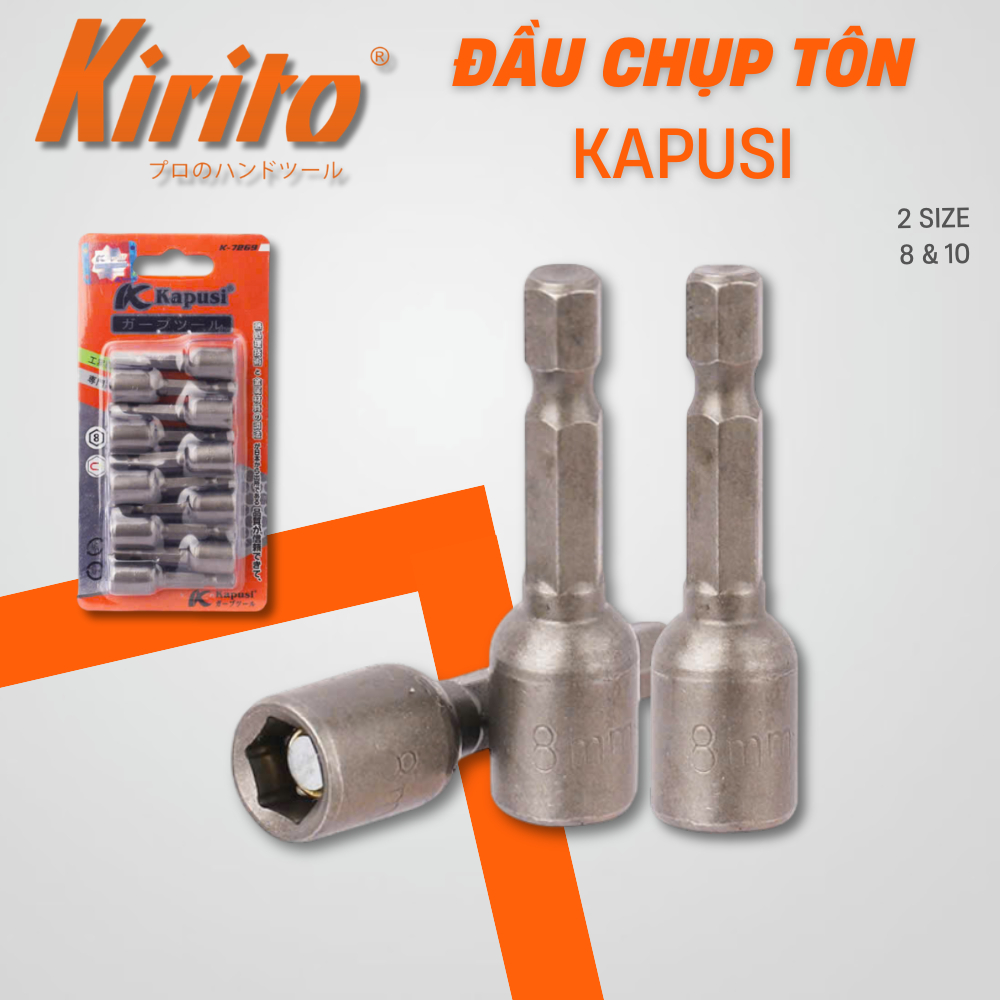VỈ 10 Đầu từ bắt vít bắn tôn cao cấp chất liệu S2 kích cỡ 8mm và 10mm Kapusi Japan