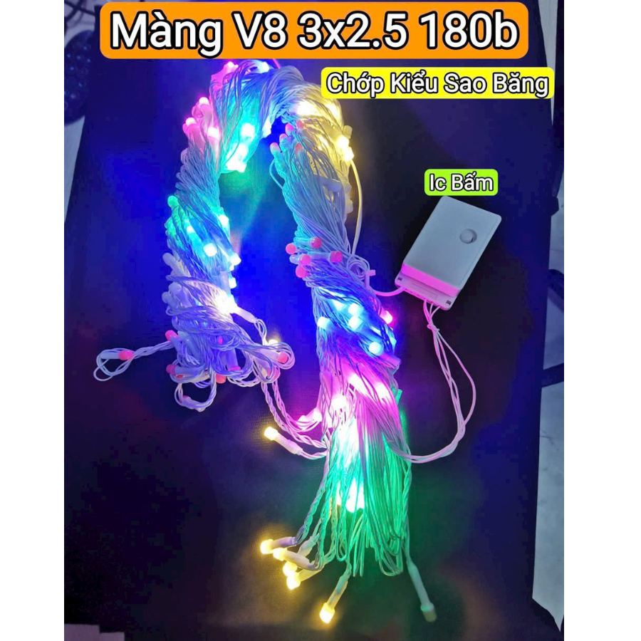 Đèn LED chớp Rèm Hiệu ứng thác nước Chớp 6 kiểu Dài 3x2,5m Thả xuống 10 sợi