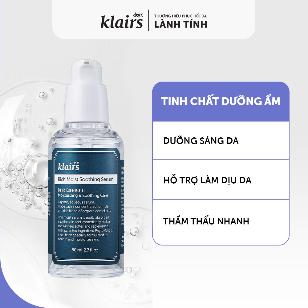 Ảnh Tinh chất dưỡng da Dear, Klairs Rich Moist Soothing Serum 80ml- quà chỉ trong livestream 1