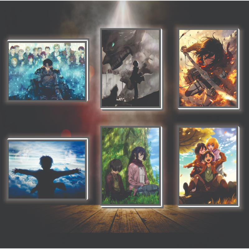 Tranh đèn led 3D đổi màu Attack on titan - Tranh đèn led 3D ANIME trang trí bàn làm việc, đèn ngủ