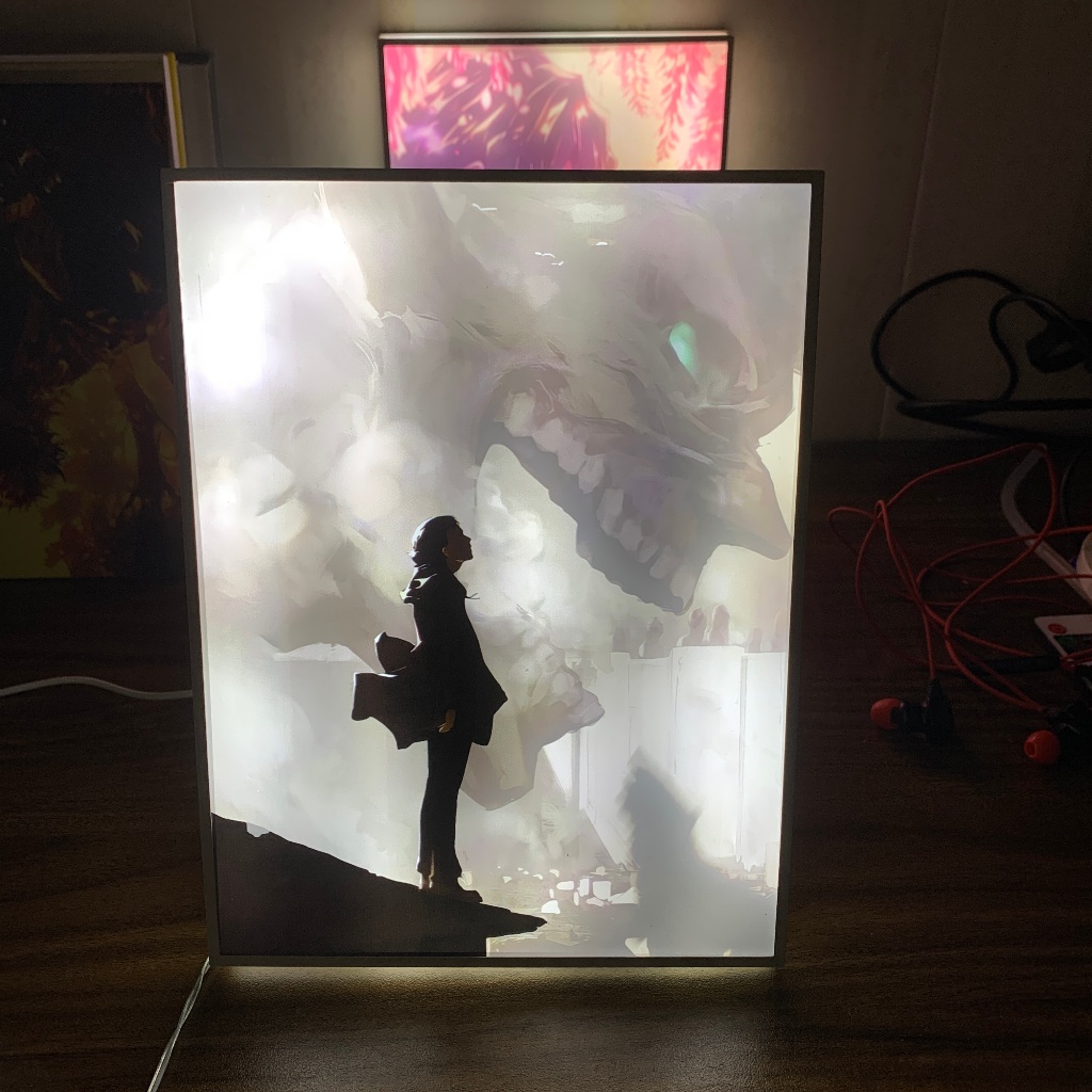 Tranh đèn led 3D đổi màu Attack on titan - Tranh đèn led 3D ANIME trang trí bàn làm việc, đèn ngủ
