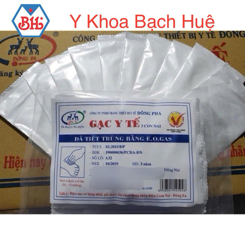 Gạc y tế tiệt trùng Đông Pha  5x6cm / 8x9cm / 10x10cm