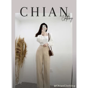 Quần culottes công sở xếp ly cạp cao 3 màu basic đen, be và trắng A1344