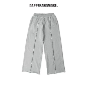 Quần Dài Nỉ Ống Rộng DAPPERANDMORE "WIDE-LEG TRACKSUIT SWEATPANTS" Phối Line Rã May 450GSM - Xám