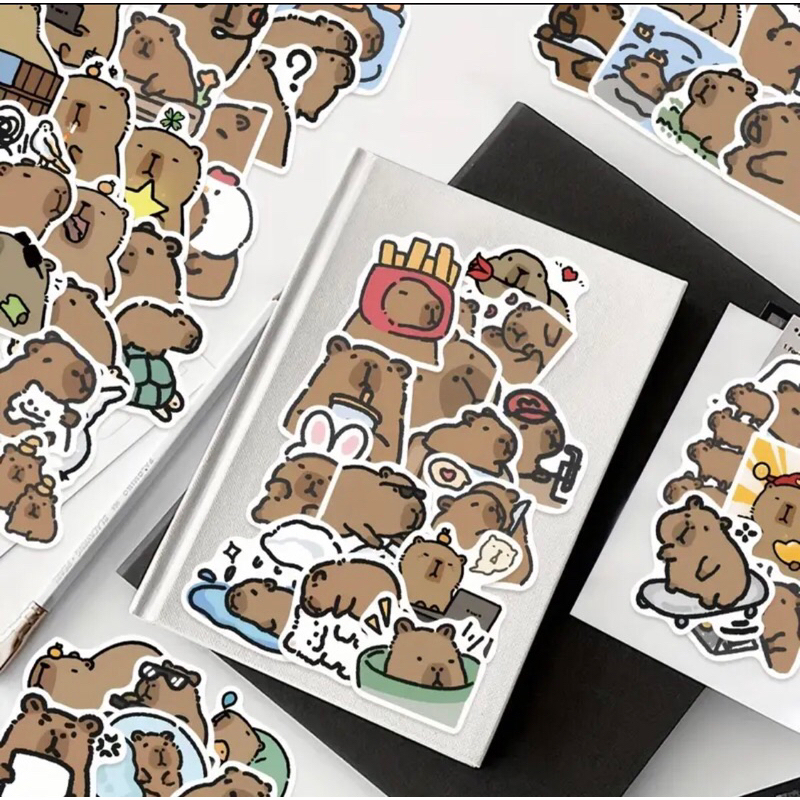 60 sticker con vật dễ thương Capybara