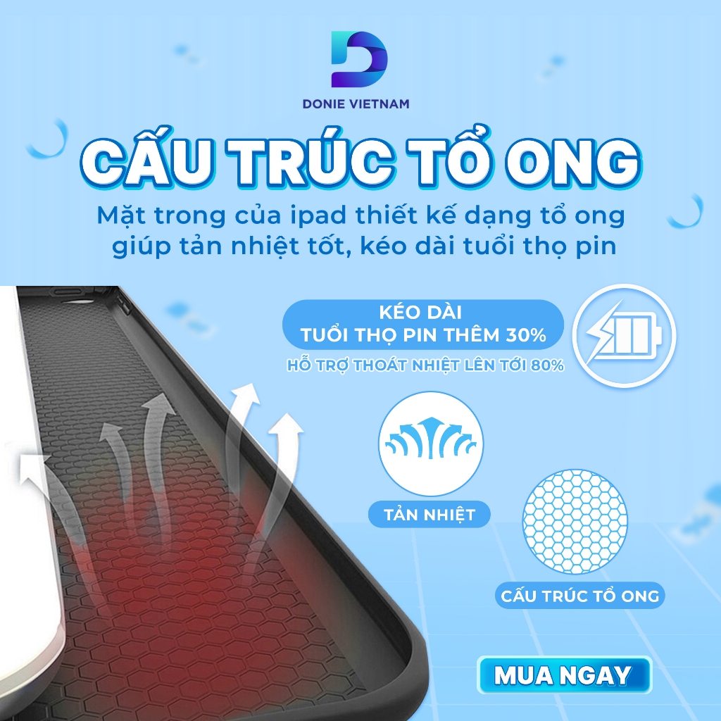 Bao Da Viền Silicon Chống Sốc Không Khe Bút Cho iPad A16 Gen 10/11 Air 4/5/6/7 Pro 11/13 | DONIE P02
