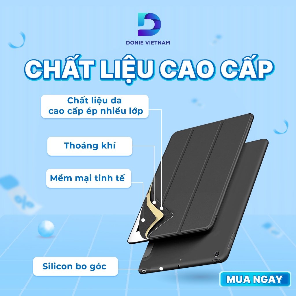 Bao Da Viền Silicon Chống Sốc Không Khe Bút Cho iPad A16 Gen 10/11 Air 4/5/6/7 Pro 11/13 | DONIE P02