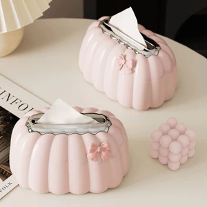 Hộp đựng giấy vỏ sò 2 màu kèm chamr nơ