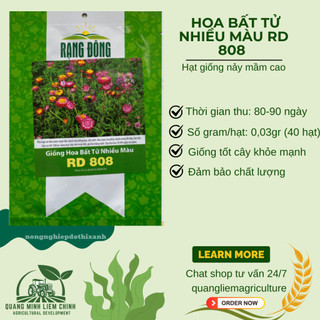 Hạt giống Hoa Bất Tử Nhiều Màu RD 808 (0,03gram~40 hạt) thân cao 80-100cm, trồng quanh năm
