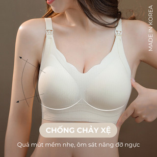 Áo Ngực Bầu Sau Sinh Cho Con Bú Belles Vải Cotton Lạnh Không Gọng Nâng Ngực Dùng Cho Máy Hút Sữa Có Nút Mở Bé Ti