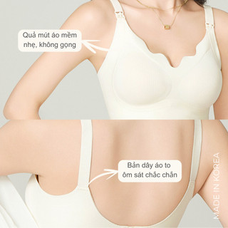 Áo Ngực Bầu Sau Sinh Cho Con Bú Belles Vải Cotton Lạnh Không Gọng Nâng Ngực Dùng Cho Máy Hút Sữa Có Nút Mở Bé Ti