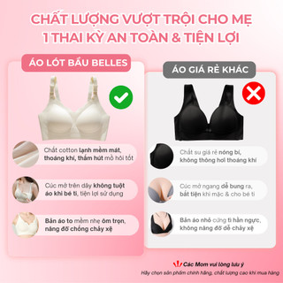 Áo Ngực Bầu Sau Sinh Cho Con Bú Belles Vải Cotton Lạnh Không Gọng Nâng Ngực Dùng Cho Máy Hút Sữa Có Nút Mở Bé Ti