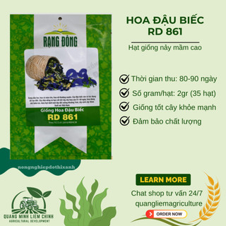 Hạt giống Hoa Đậu Biếc RD 861 (2gram~35 hạt) hoa nở liên tục chịu hạn tốt, tuổi thọ 3-5 năm