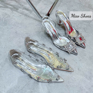 ( 𝐒𝐀𝐋𝐄 ) Giày Cao Gót Bạc QC Cao Cấp Fullbox Mieo Shoes G1193
