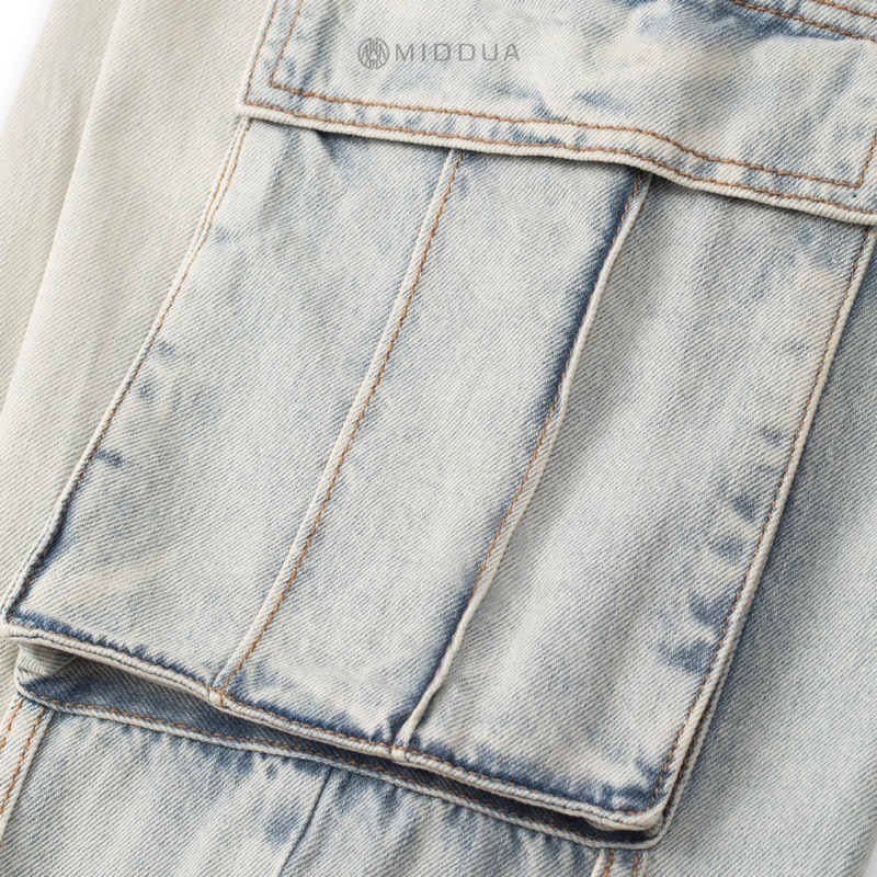 MIDDUA - JN191 Quần suông jean ống đứng, túi hộp
