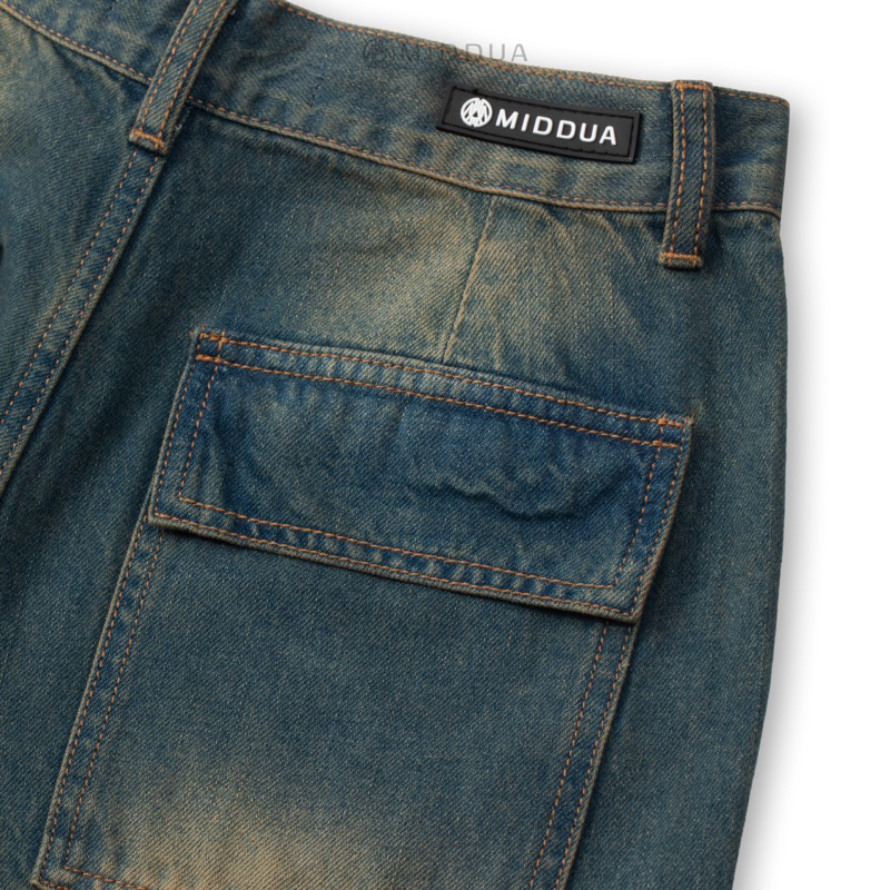 MIDDUA - JN191 Quần suông jean ống đứng, túi hộp