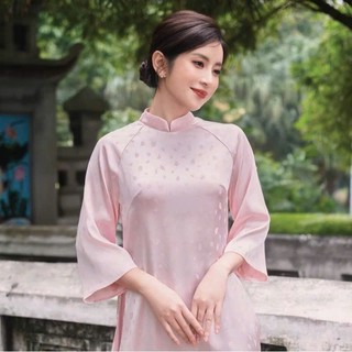 Set áo dài đôi mẹ bé chất gấm lụa mềm mịn, áo dài cho bé gái sz 10-30kg