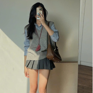 247Store - Áo len gile nữ lông thỏ cổ V form vừa phong cách Hàn Quốc Gile837