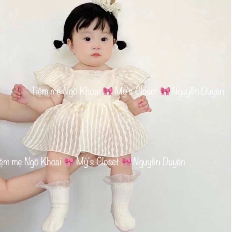[🎀Ngô Khoai Mỳ🎀] body váy xoè ngắn tay kèm tất xinh cho bé gái