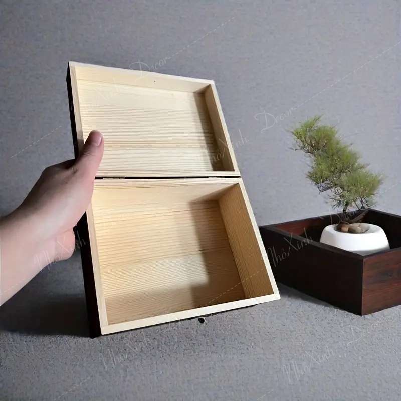 Hộp gỗ đựng trang sức, đựng đồ phụ kiện đa năng để bàn màu nâu óc chó