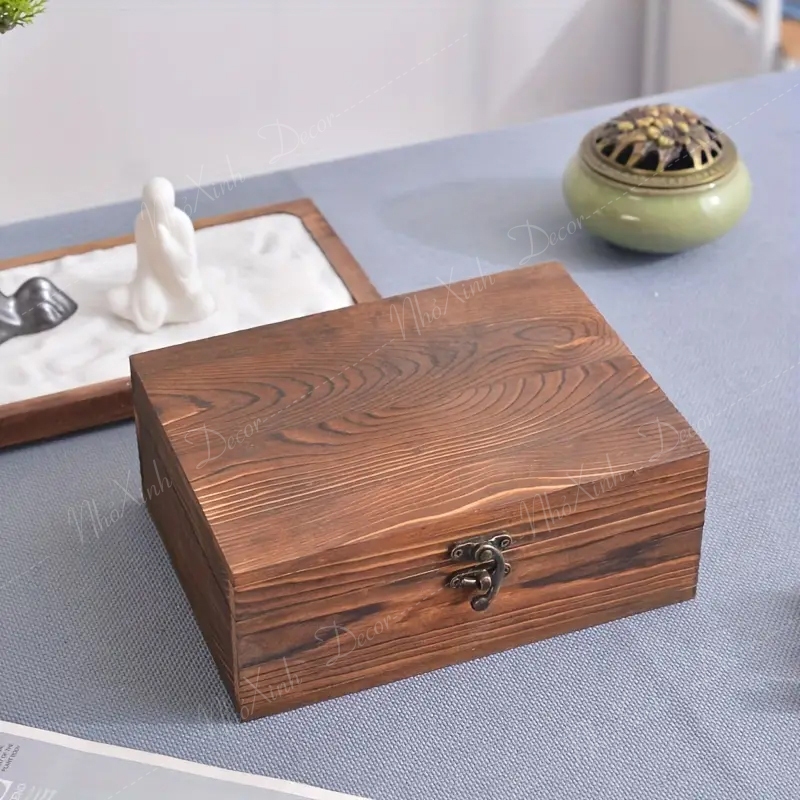 Hộp gỗ đựng trang sức, đựng đồ phụ kiện đa năng để bàn màu nâu óc chó