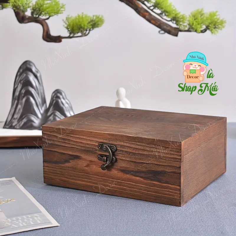 Hộp gỗ đựng trang sức, đựng đồ phụ kiện đa năng để bàn màu nâu óc chó