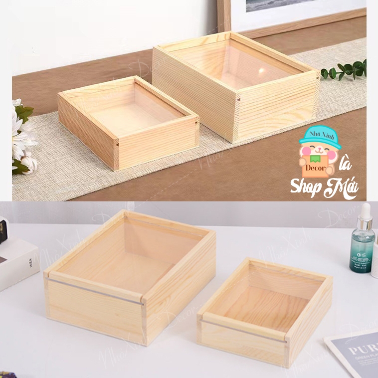 Hộp gỗ đựng mô hình trang trí, hôp gỗ decor, hộp đựng trang sức trang trí handmade hoa khô quà tặng