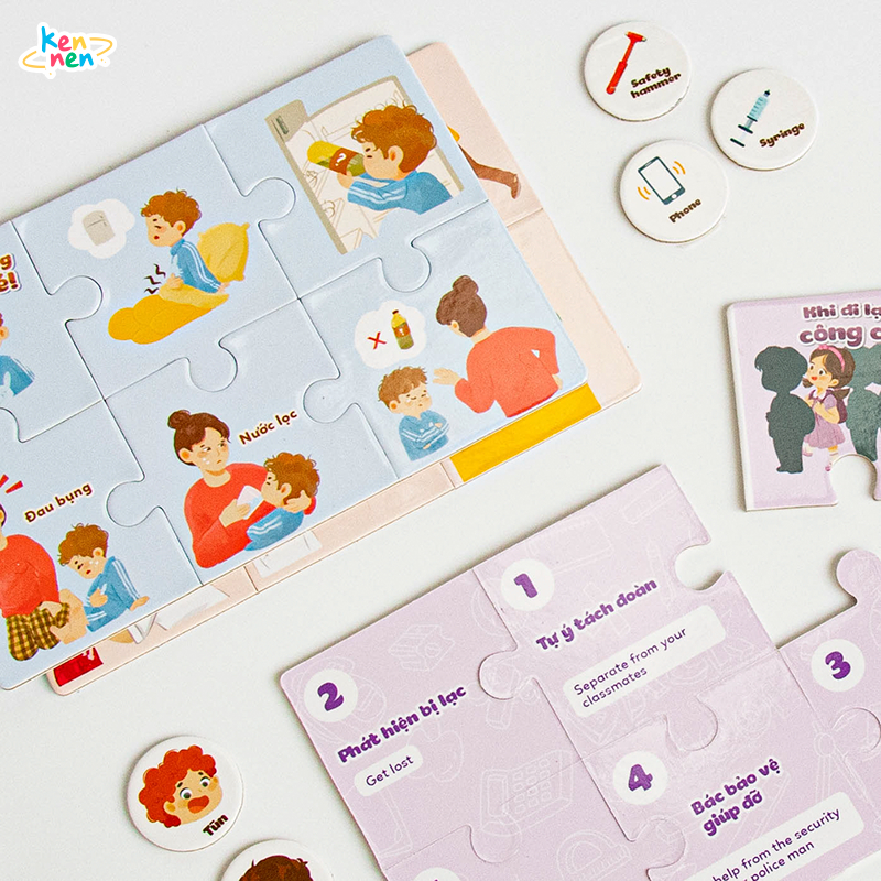 Đồ chơi xếp hình kỹ năng sống - Kennen Match it, 12 kỹ năng sinh tồn cần thiết cho bé từ 3+ tuổi