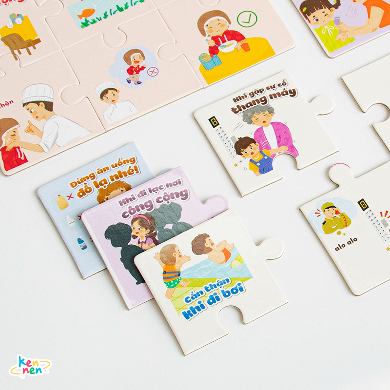 Đồ chơi xếp hình kỹ năng sống - Kennen Match it, 12 kỹ năng sinh tồn cần thiết cho bé từ 3+ tuổi