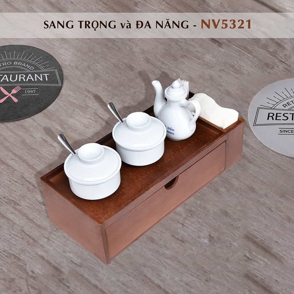 Hộp đựng đũa thìa đa năng màu đen có hủ tăm khăn giấy, Hộp đũa muỗng cho quán ăn Nhatvywood NV5321