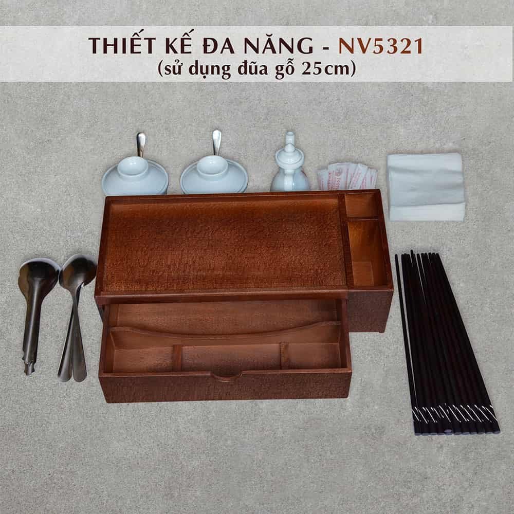 Hộp đựng đũa thìa đa năng màu đen có hủ tăm khăn giấy, Hộp đũa muỗng cho quán ăn Nhatvywood NV5321