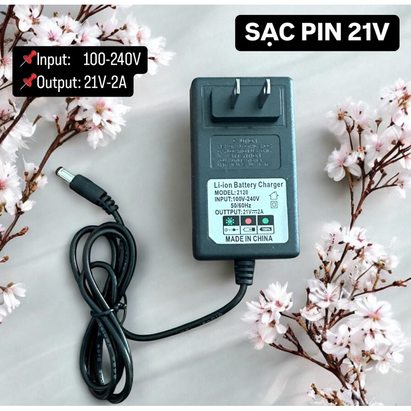 Sạc pin 5S 21V 2A dùng cho pin Li-ion 3.7V có đèn báo đầy, jack 5.5 Phụ ...