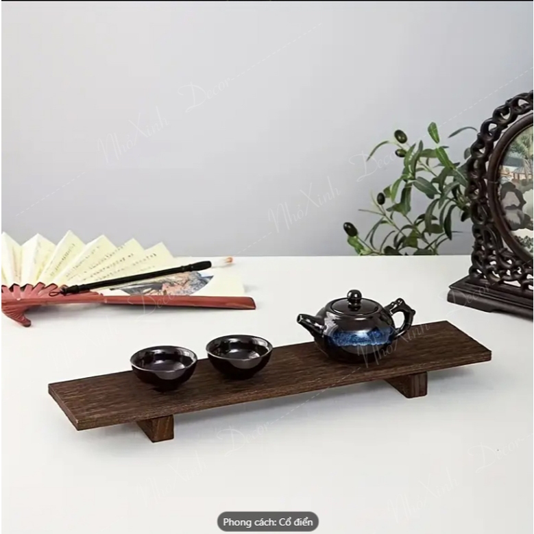 Kệ bàn trà, kệ trà decor trang trí phong cách trà đạo bằng gỗ