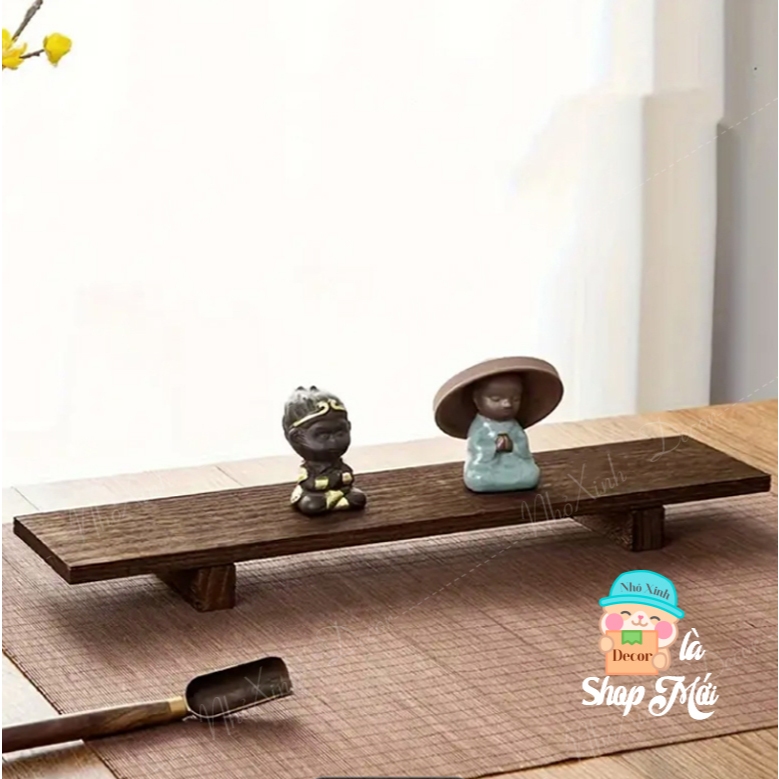 Kệ bàn trà, kệ trà decor trang trí phong cách trà đạo bằng gỗ