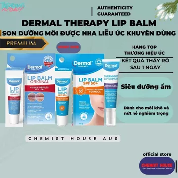 Dermal Theraphy Son Dưỡng Môi Bán Chạy Top Tại Úc Hiệu Quả Sau 1 Ngày Siêu Dưỡng Ẩm Môi | Chống Nắng SPF50 | Mặt Nạ Môi