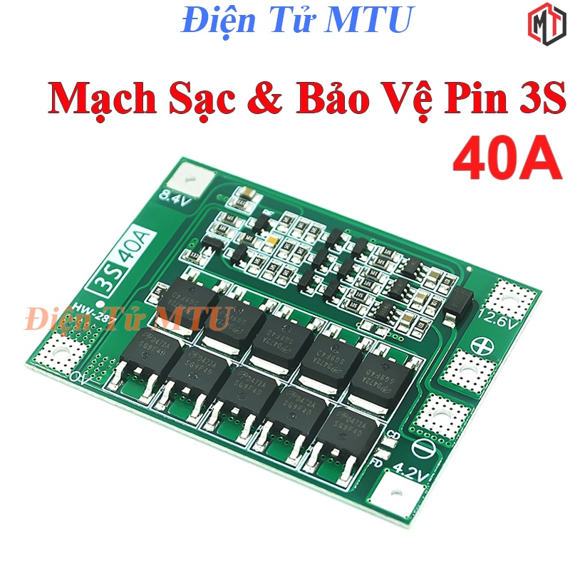 Mạch 3S 12V 40A. Mạch bảo vệ khối pin Lithium ion 3S 18650 26650, Dòng ...