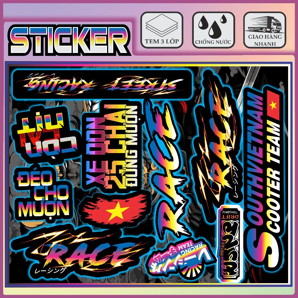 Bộ sticker siêu hot (HP 008) dán xe điện,xe máy,bộ sticker dán chống ...