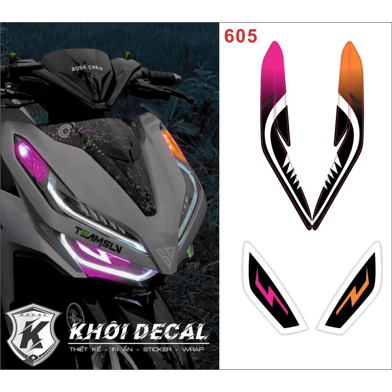 Decal dán đèn Vario 2018-2024 2 màu(đời xe 125i-150i)