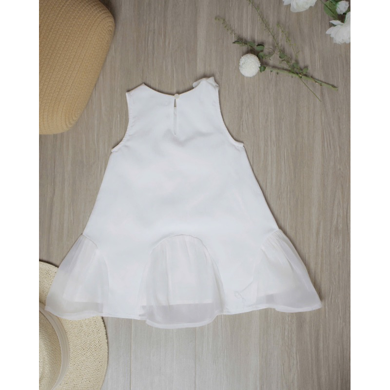 DL49 Váy trắng tinh hoa hồng nổi bé Diệu linh shop kids- váy  chất liệu Taft cotton mềm mại cho bé gái size 8-35kg