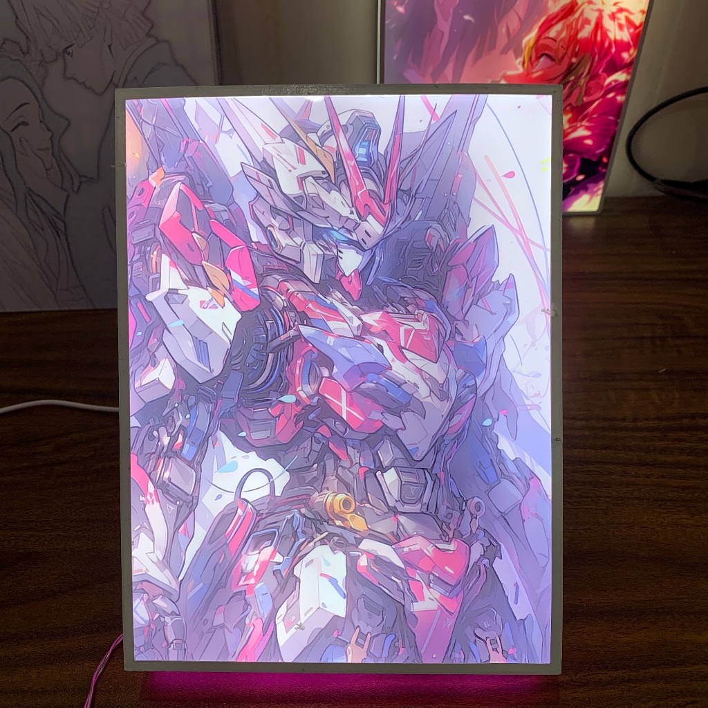 Tranh đèn led 3D đổi màu GUNDAM - Tranh đèn led 3D GUNDAM trang trí bàn làm việc, đèn ngủ