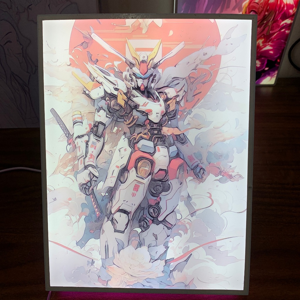 Tranh đèn led 3D đổi màu GUNDAM - Tranh đèn led 3D GUNDAM trang trí bàn làm việc, đèn ngủ