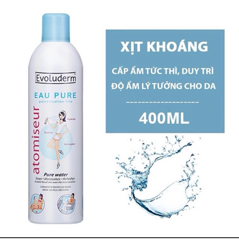 Xịt khoáng cấp ẩm Evoluderm 125ml-400ml. Sản phẩm giúp da ko bị thô ráp.
