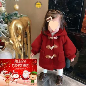 Khoác Dạ tông đỏ Đô lót bông Noel , Tết 2025 hợp mãi đỉnh cho bé gái cover Hàn hàng chất đẹp bé từ 9-15kg