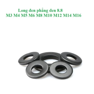 50 cái M3-M16 long đen phẳng thép mạ đen cấp bền 8.8 M3-M16