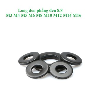 50 cái M3-M16 long đen phẳng thép mạ đen cấp bền 8.8 M3-M16