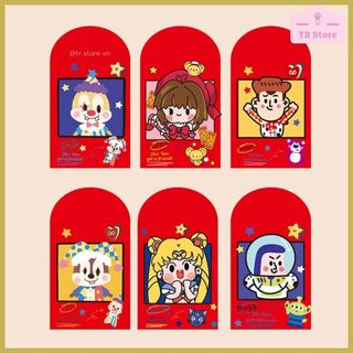 Bao Lì Xì Hoạt Hình Hong Kong 2026 - Set 6 Tờ Disney/Chibi/Sanrio Giấy Dày Đẹp