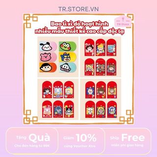 Bao Lì Xì Hoạt Hình Hong Kong 2026 - Set 6 Tờ Disney/Chibi/Sanrio Giấy Dày Đẹp