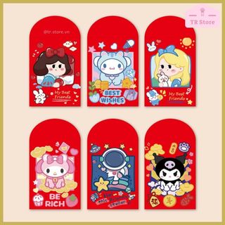 Bao Lì Xì Hoạt Hình Hong Kong 2026 - Set 6 Tờ Disney/Chibi/Sanrio Giấy Dày Đẹp